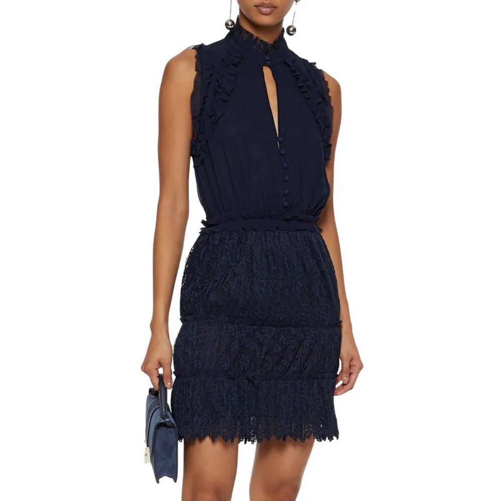 Nicholas Ruffle-trimmed Silk And Lace Mini Dress